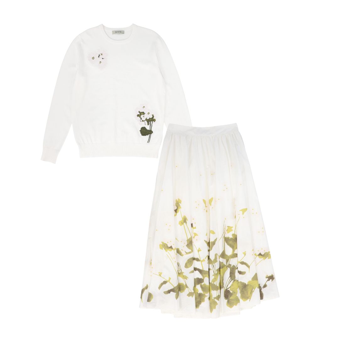 VALENTINA WHITE FLOWER PRINT SET