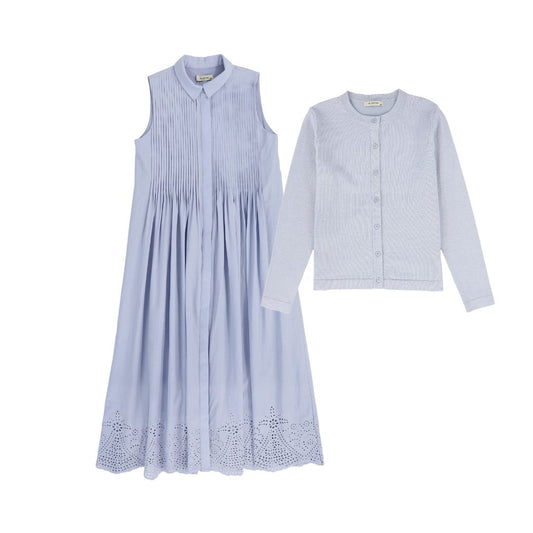 VALENTINA DUSTY BLUE EYELET PLEAT SET