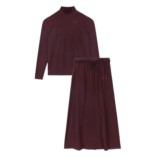 VARSITY 2.0 BURGUNDY COTTON TURTLENECK SET
