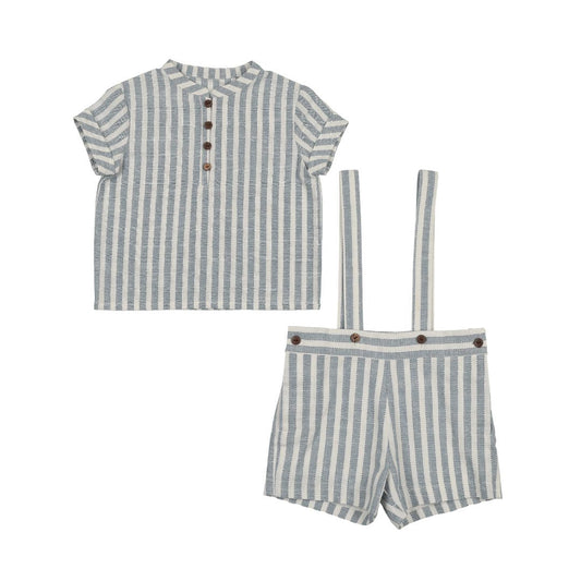 SWEET THREADS DUSTY BLUE STRIPED SHIRT SET
