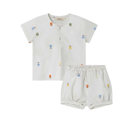 MARMAR COPENHAGEN WHITE FRUIT EMBROIDERED SHORTS SET