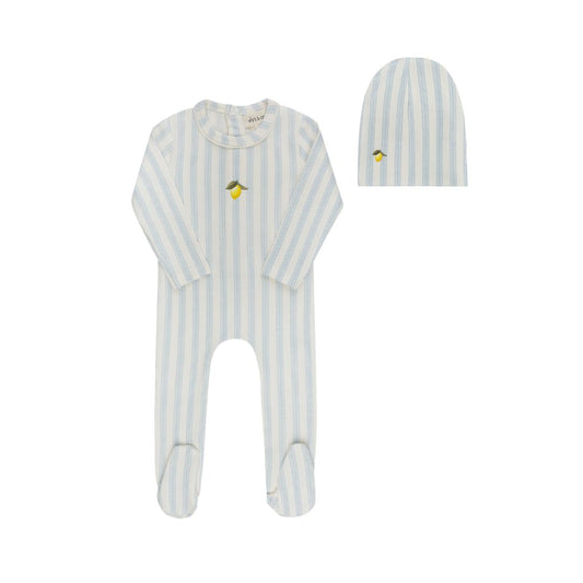 ELYS & CO LEMON FRUIT PRINT FOOTIE + BEANIE