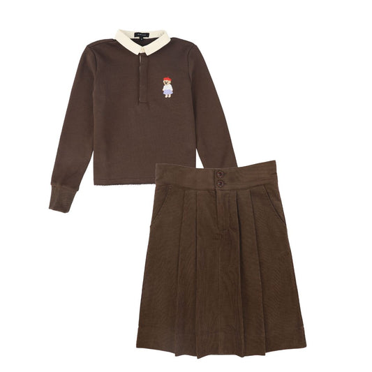 BAMBOO BROWN CORDUROY SKIRT SET