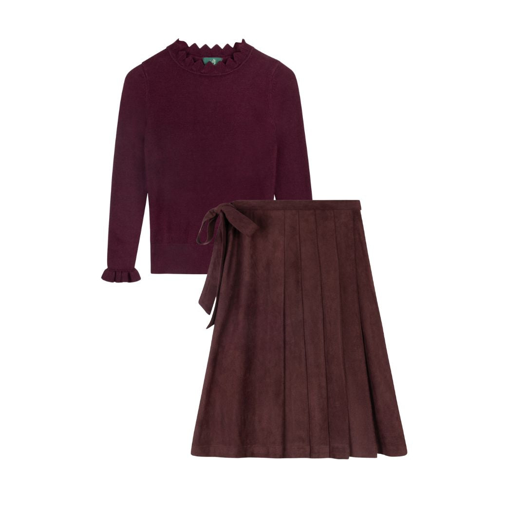 VARSITY 2.0 BURGUNDY KNIT TURTLENECK SET