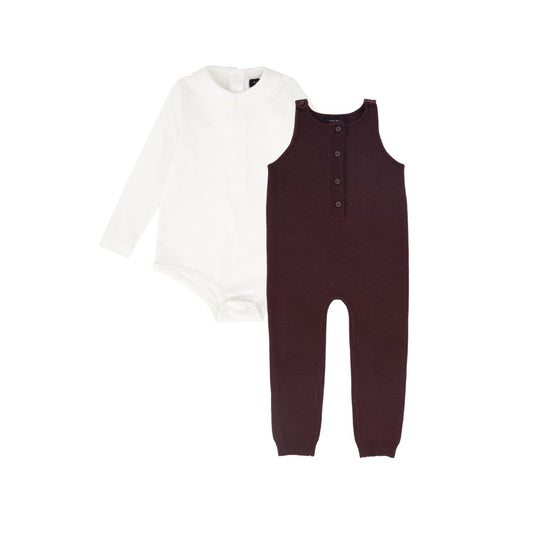 BAMBOO BURGUNDY BUTTONED KNIT ROMPER SET