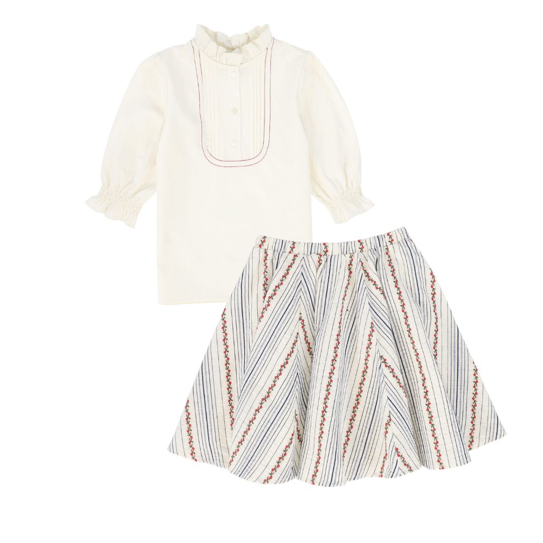 BAMBOO IVORY FLORAL STRIPE SET