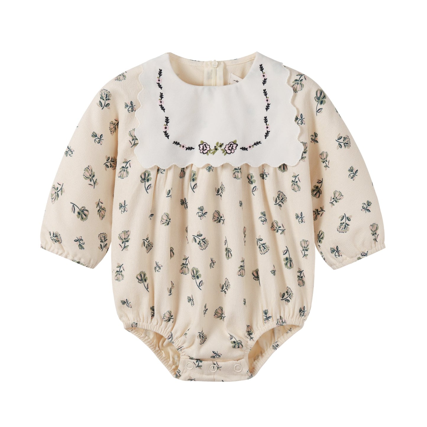 NOUNELLE CREAM FLORAL CORDUROY BIB ROMPER