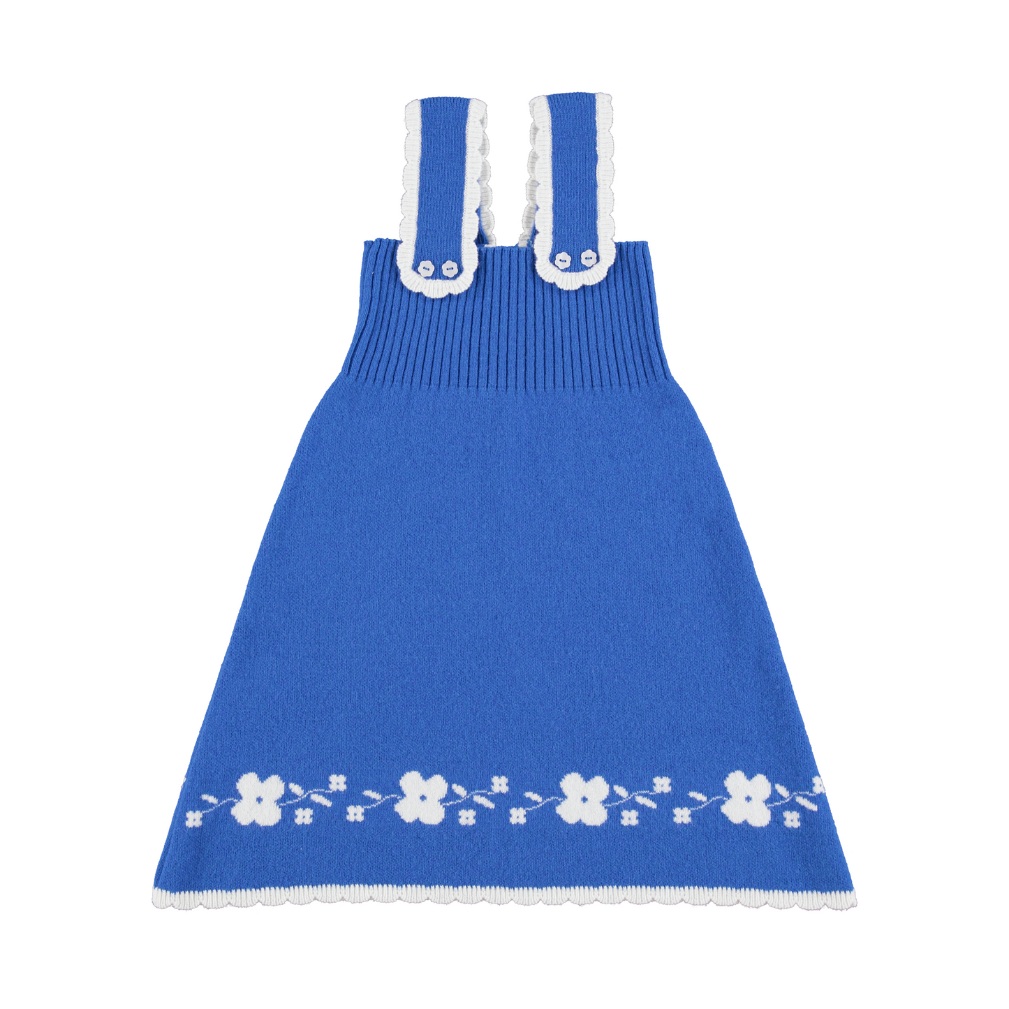 BEBE ORGANIC ROYAL BLUE FLOWER TRIM KNIT JUMPER