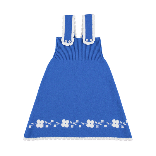 BEBE ORGANIC ROYAL BLUE FLOWER TRIM KNIT JUMPER