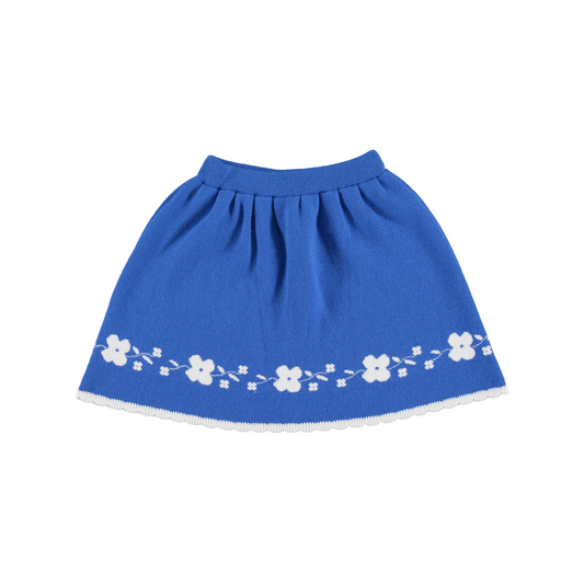 BEBE ORGANIC ROYAL BLUE FLOWER TRIM KNIT SKIRT