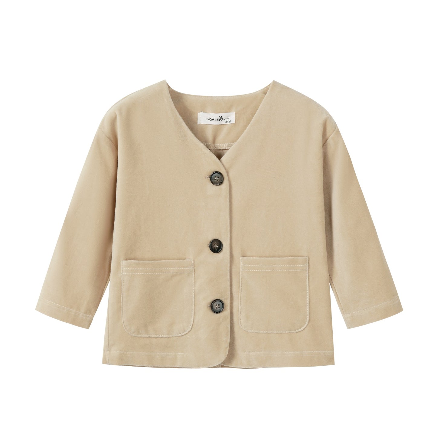 NOUNELLE TAN VELOUR BUTTON BLAZER