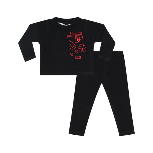 LITTLE PARNI BLACK/RED DOLL PAJAMAS