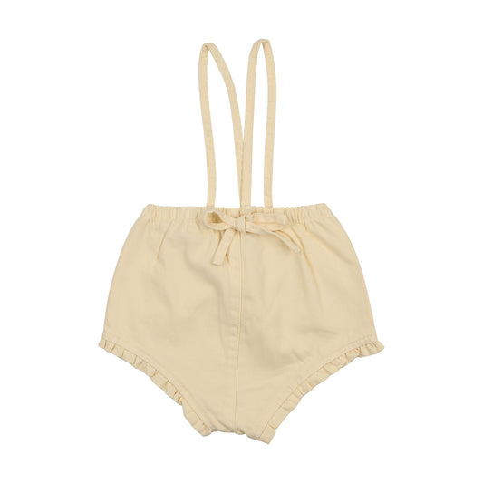 KIN & KIN YELLOW DENIM RUFFLE TRIM SUSPENDER BLOOMER