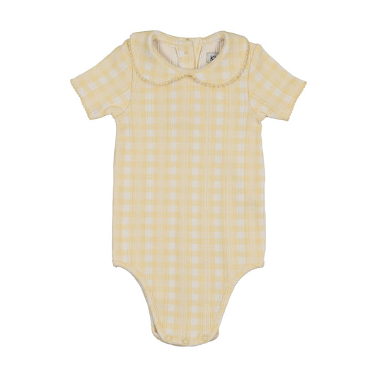 KIN & KIN YELLOW GINGHAM COLLAR ONESIE