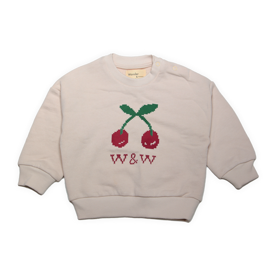 WANDER & WONDER ECRU CHERRY SWEATSHIRT