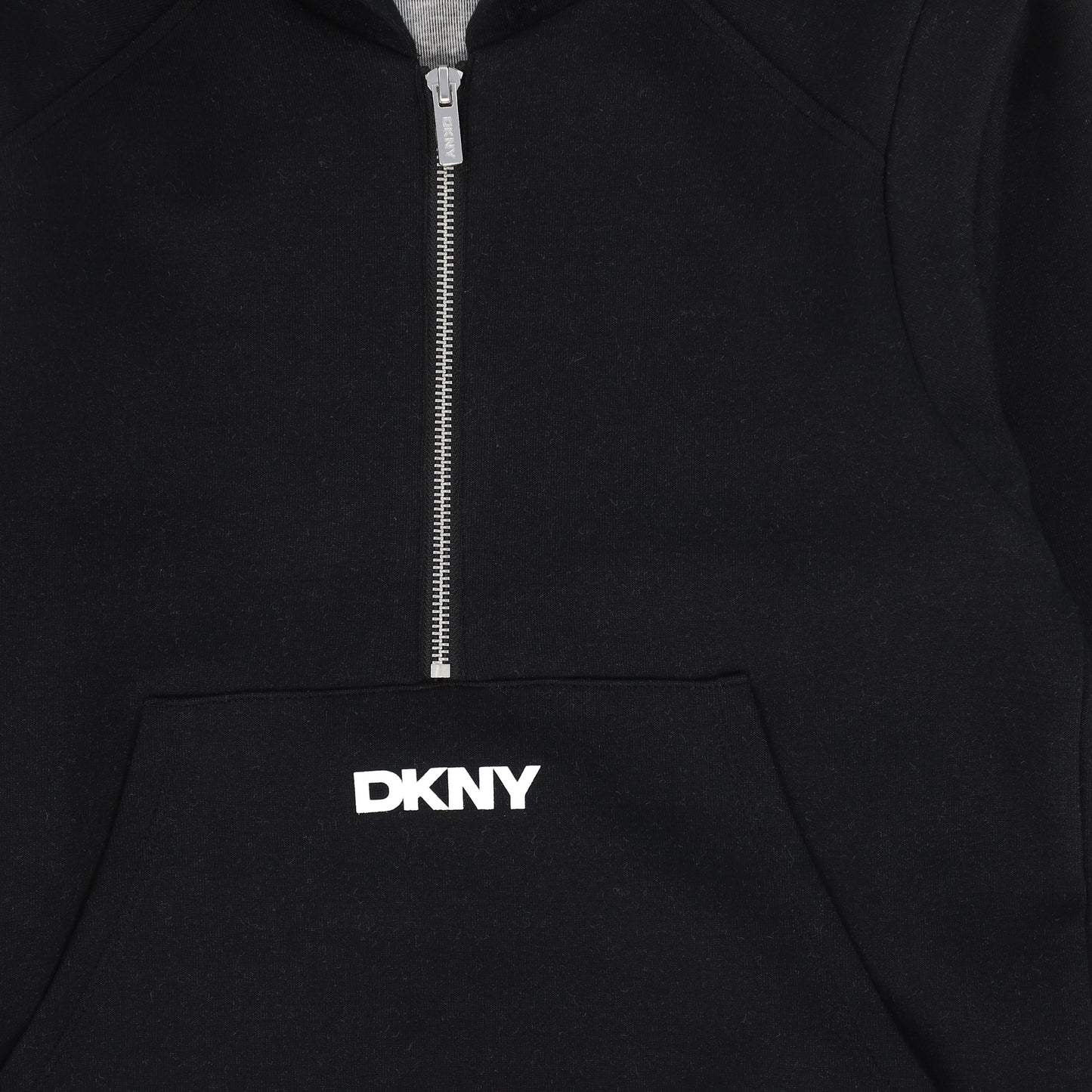 DKNY BLACK HOODED LOGO SWEATSHIRT