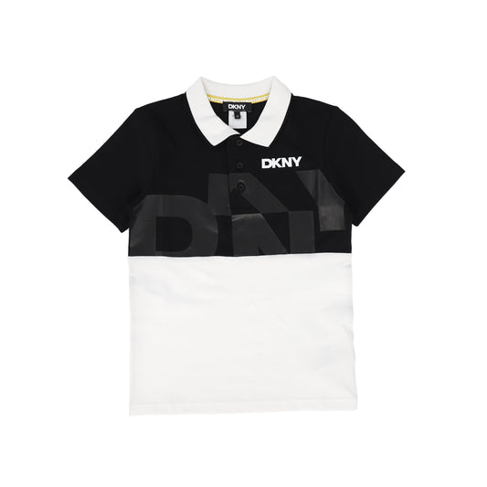 DKNY BLACK/WHITE LOGO POLO T-SHIRT