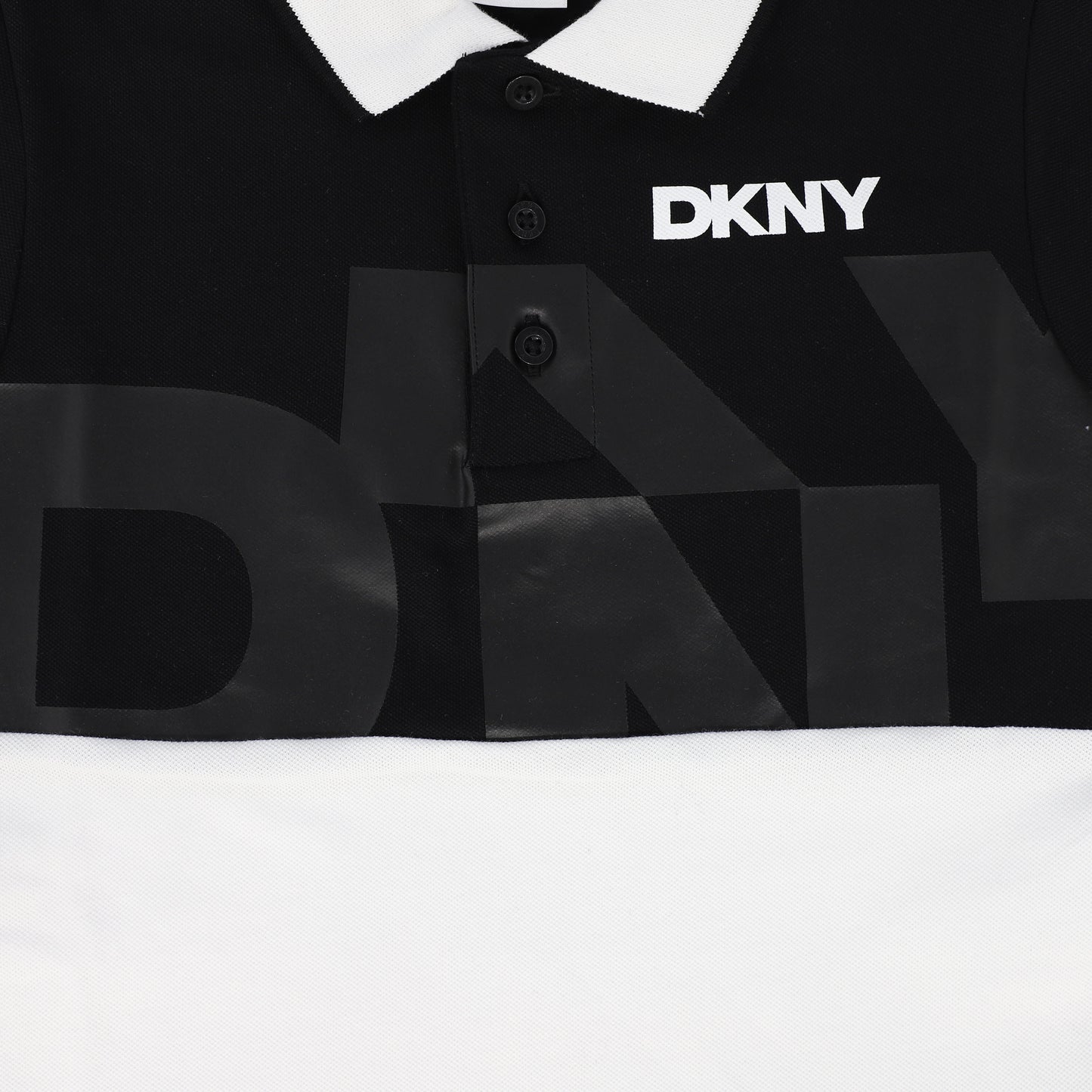 DKNY BLACK/WHITE LOGO POLO T-SHIRT