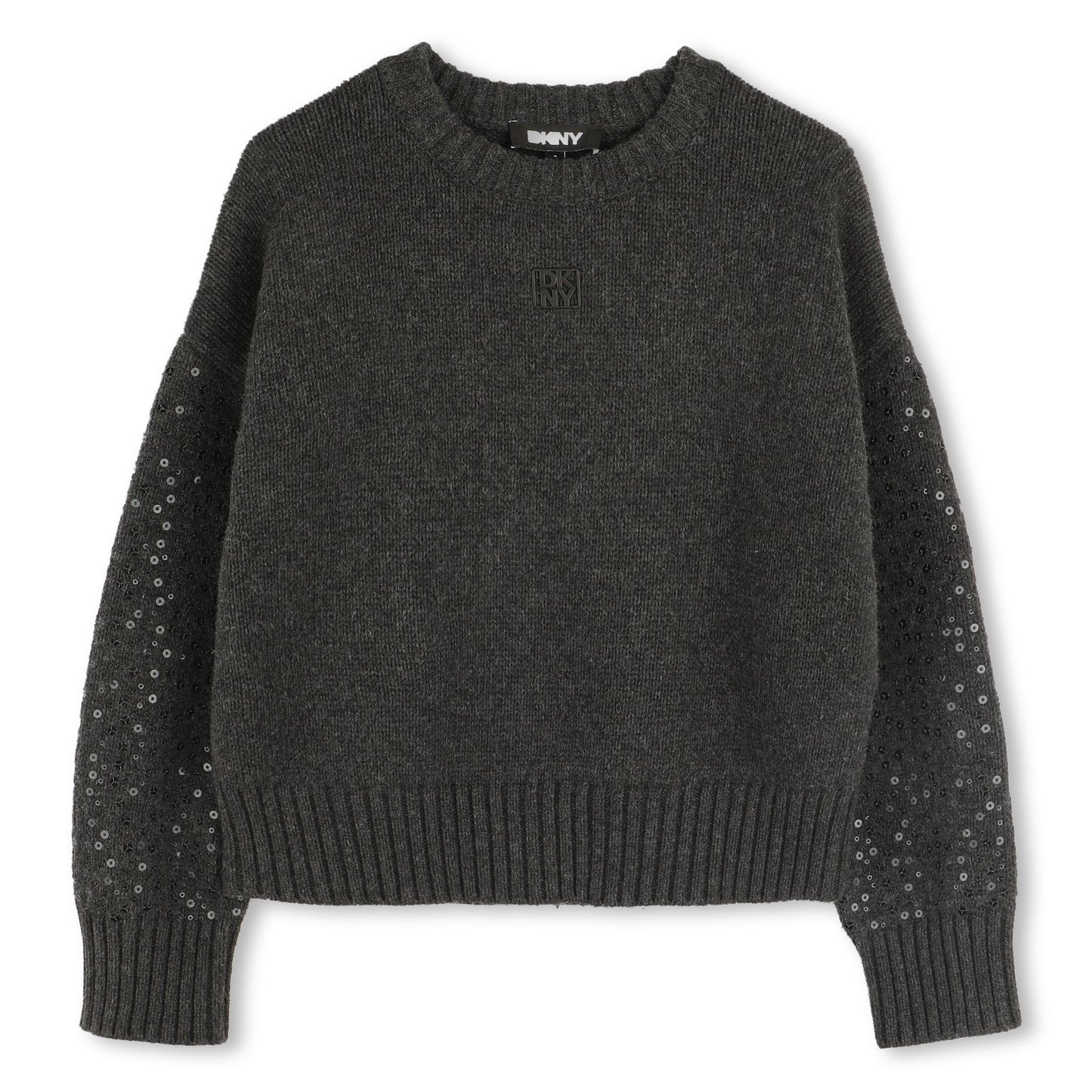 DKNY GREY SEQUIN SLEEVE SWEATER