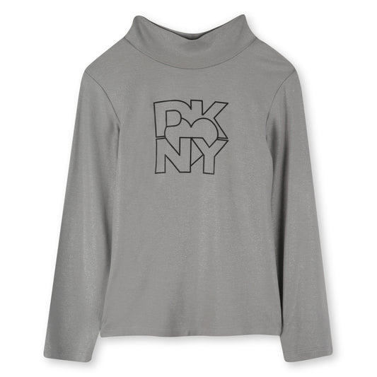 DKNY LIGHT GREY METALLIC LOGO TURTLENECK