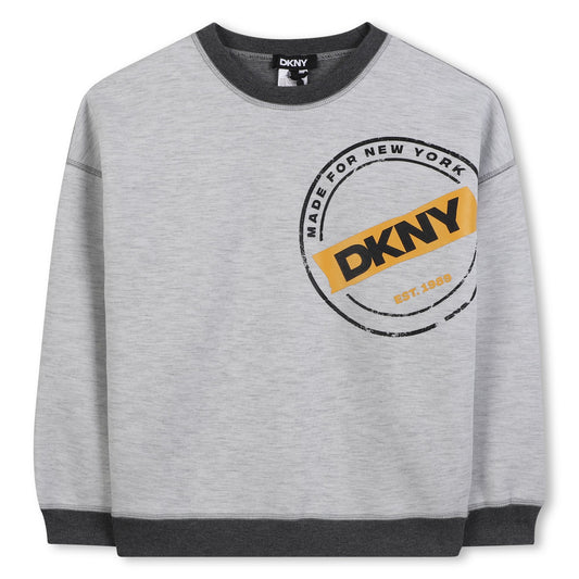 DKNY GREY/ECRU REVERSIBLE LOGO SWEATSHIRT