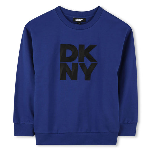 DKNY BLUE STACKED LOGO PULLOVER SWEATSHIRT