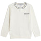 MANN IVORY BRAIDED KNIT TRIM SWEATER