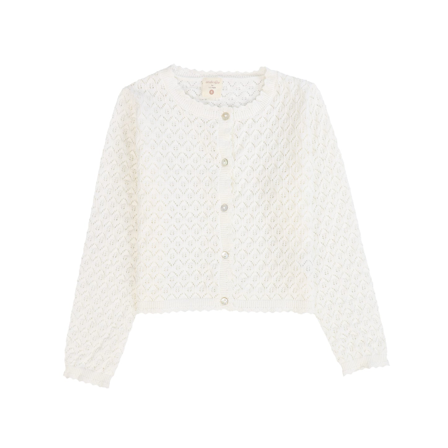 ANALOGIE WHITE POINTELLE KNIT CARDIGAN