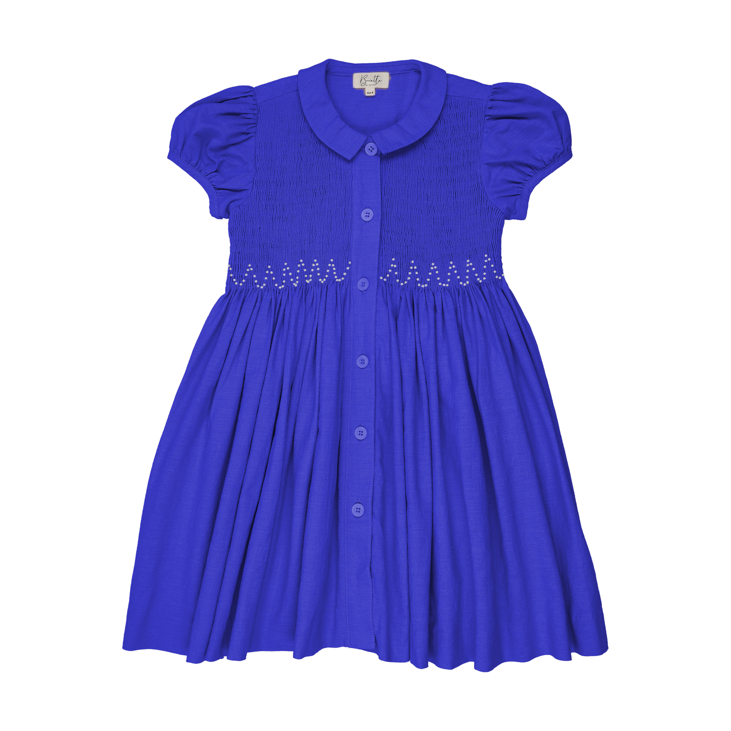 BOPOP ROYAL BLUE SMOCKED SS DRESS [FINAL SALE]