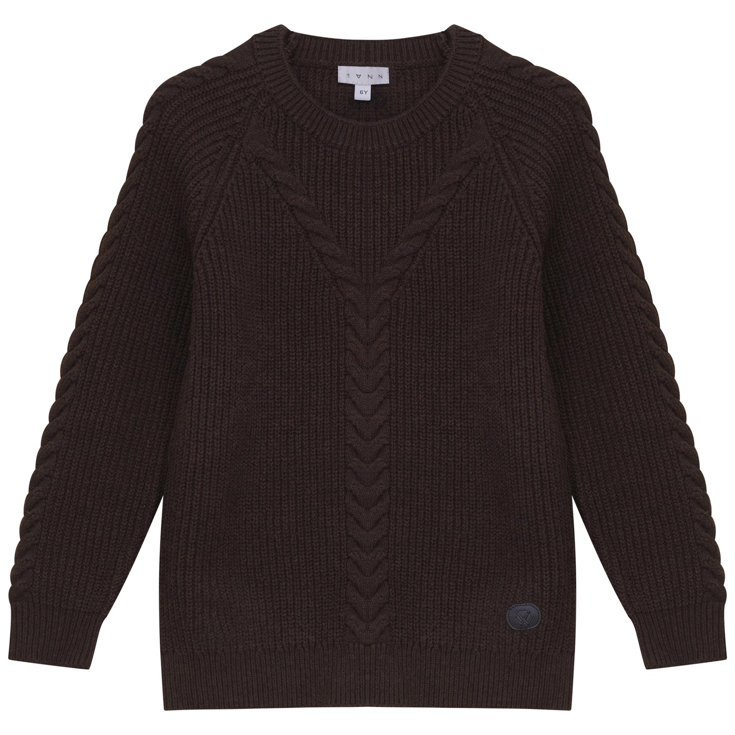 MANN CHOCOLATE BROWN BRAIDED KNIT SWEATER