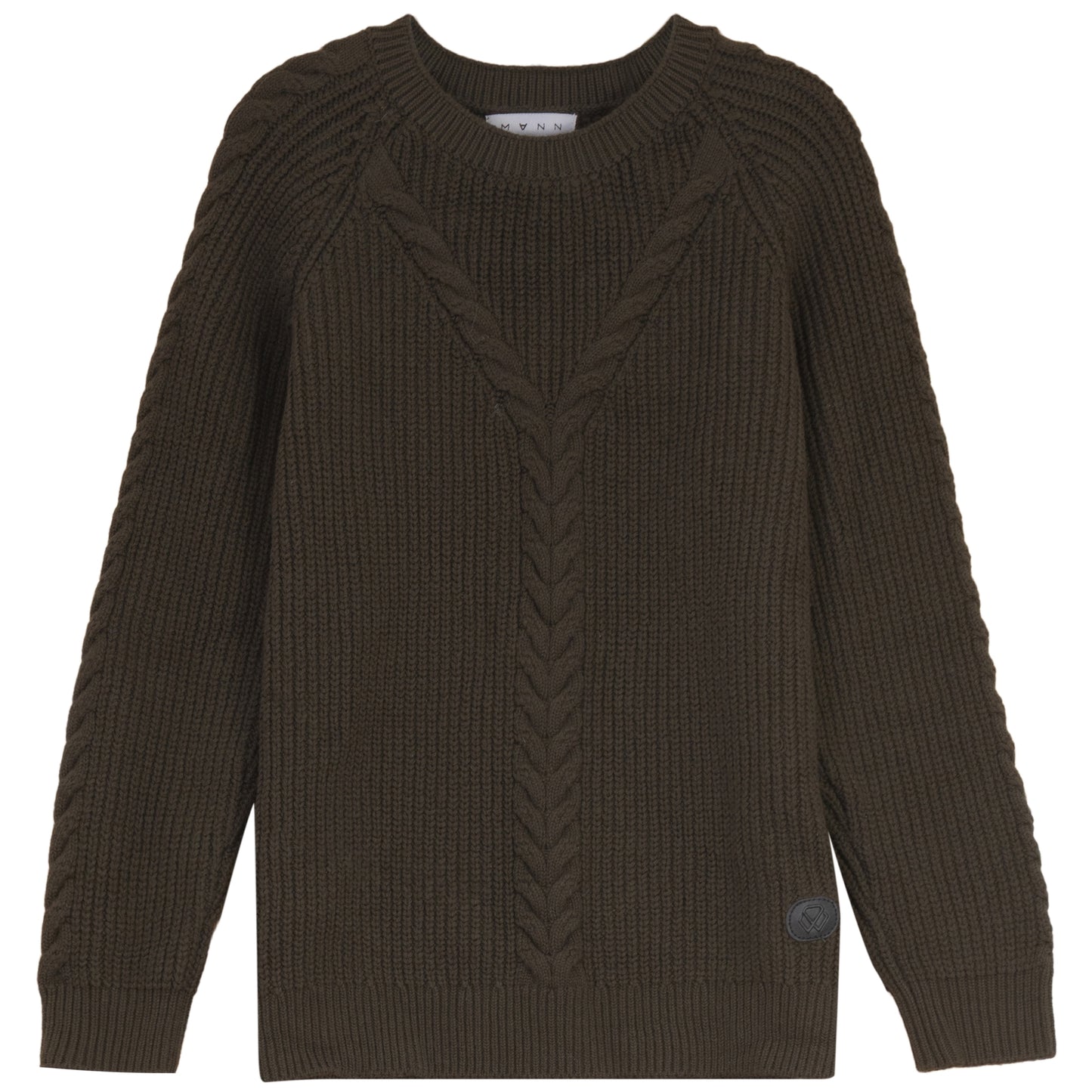 MANN OLIVE BRAIDED KNIT SWEATER