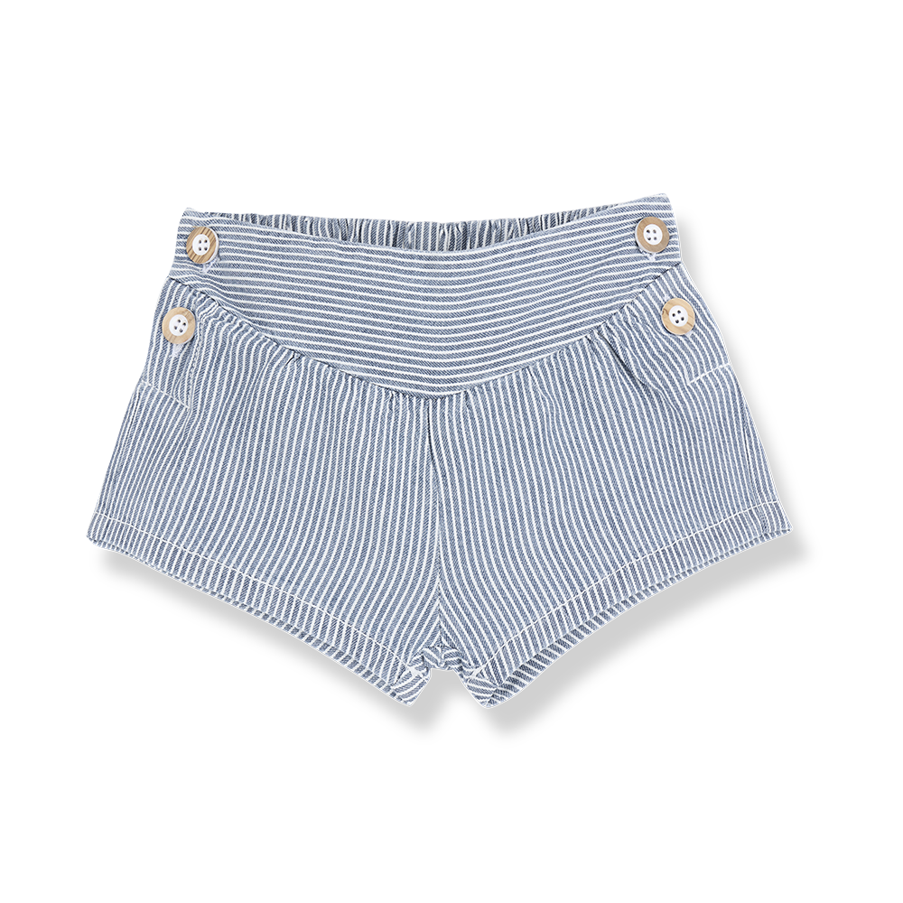 1+ IN THE FAMILY BLUE STRIPED BUTTON SHORTS