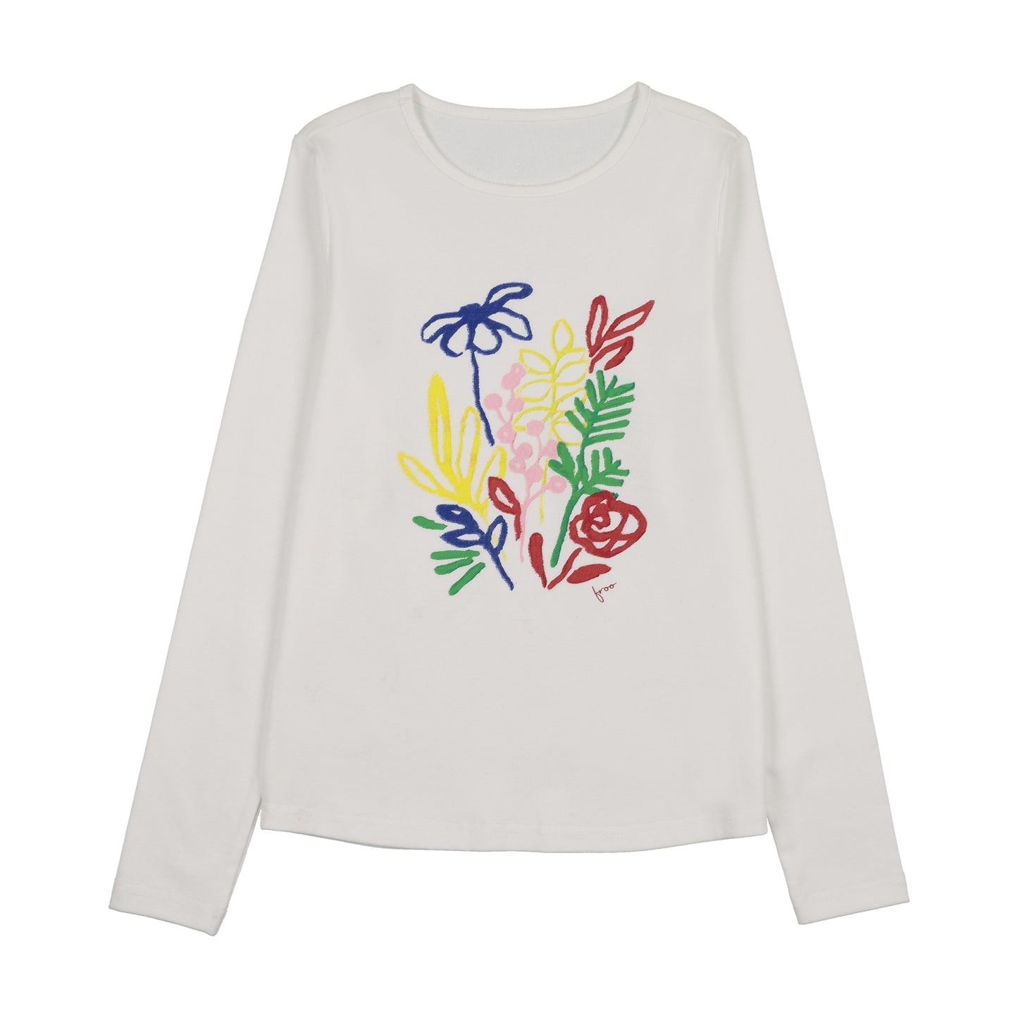 FROO STYLE WHITE FLORAL PATCH T-SHIRT [FINAL SALE]