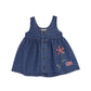 RETRO KID MID BLUE DENIM FLOWER EMBROIDERED JUMPER