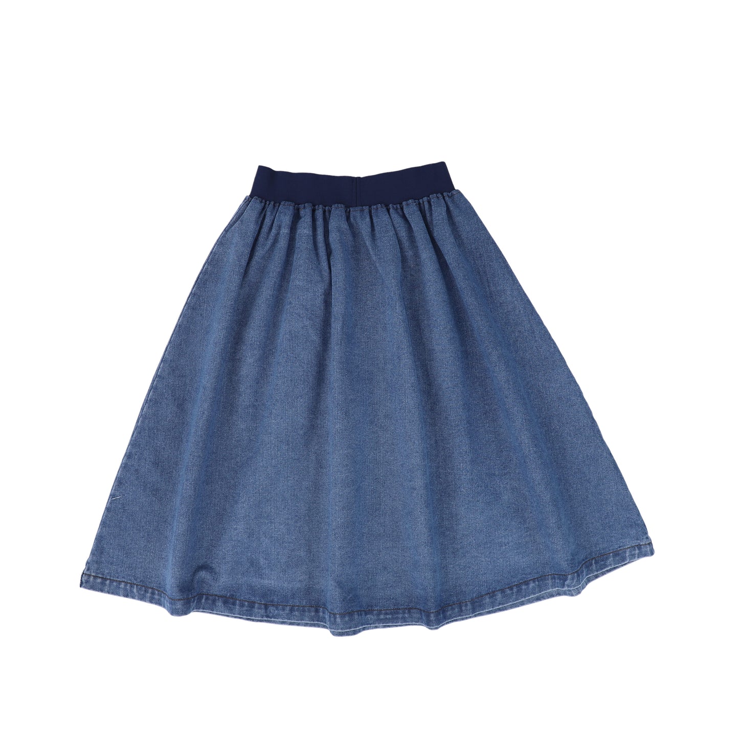 RETRO KID MID BLUE DENIM LOGO POCKET SKIRT