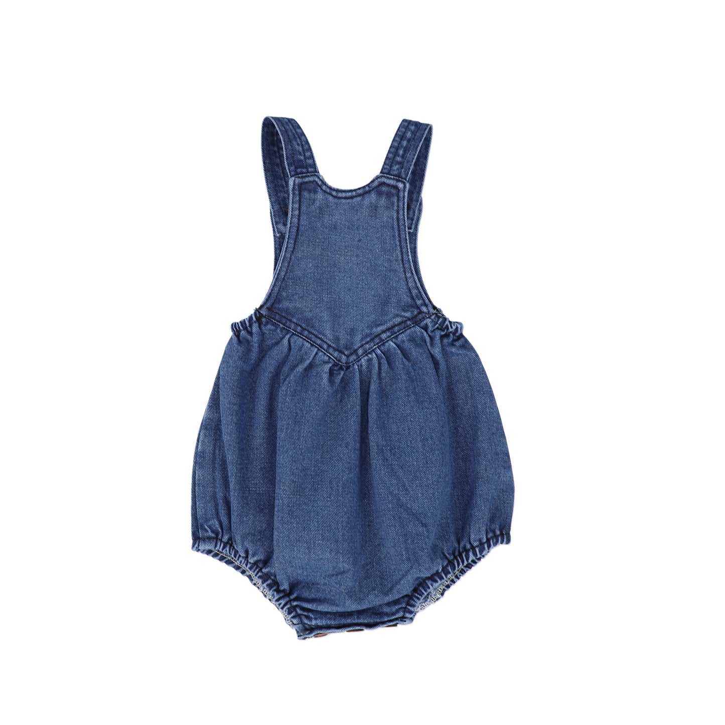 RETRO KID MID BLUE DENIM LOGO ROMPER