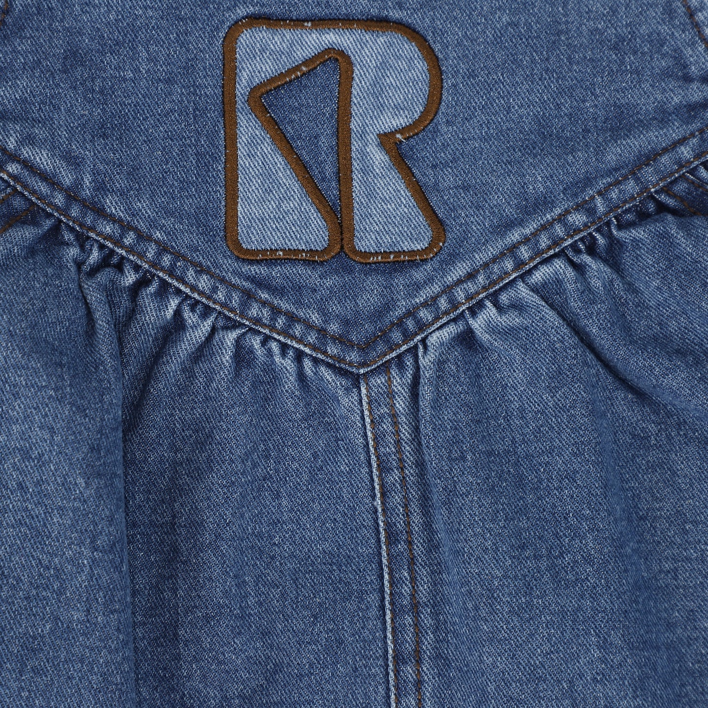 RETRO KID MID BLUE DENIM LOGO ROMPER