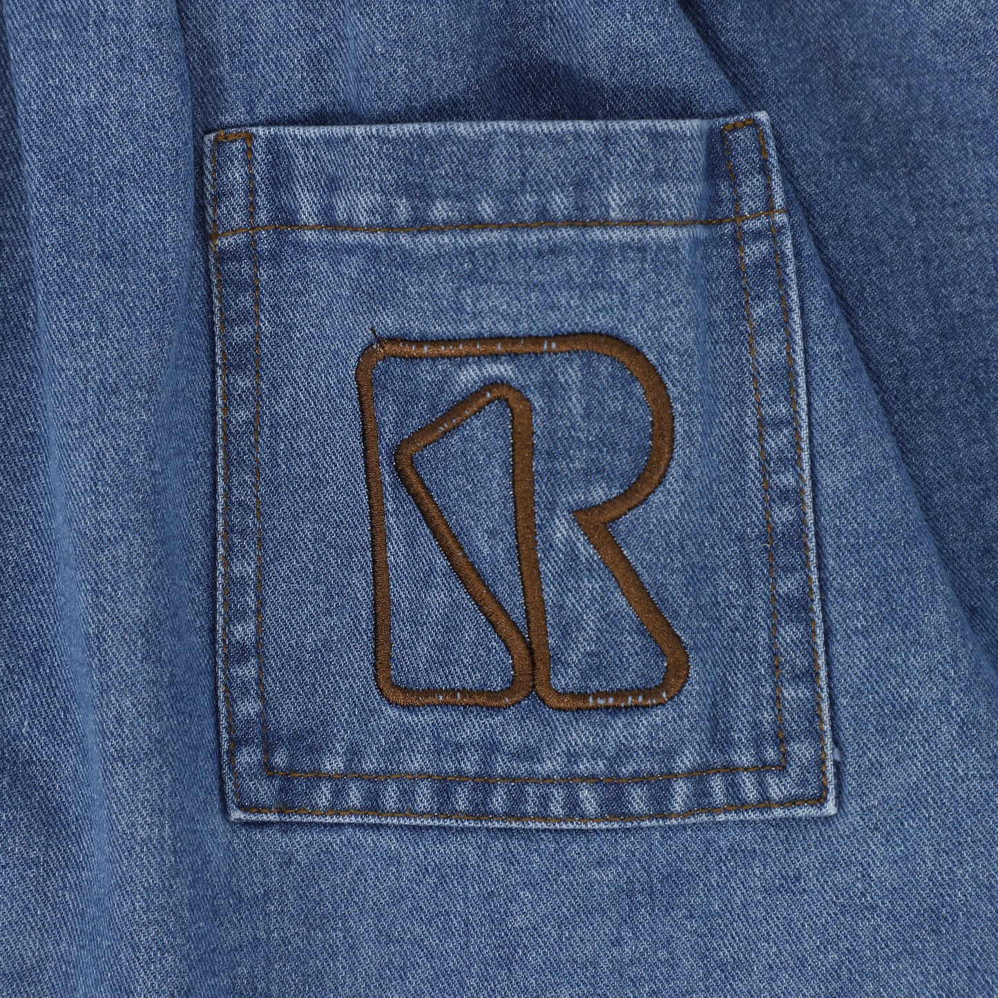 RETRO KID MID BLUE DENIM LOGO POCKET SKIRT