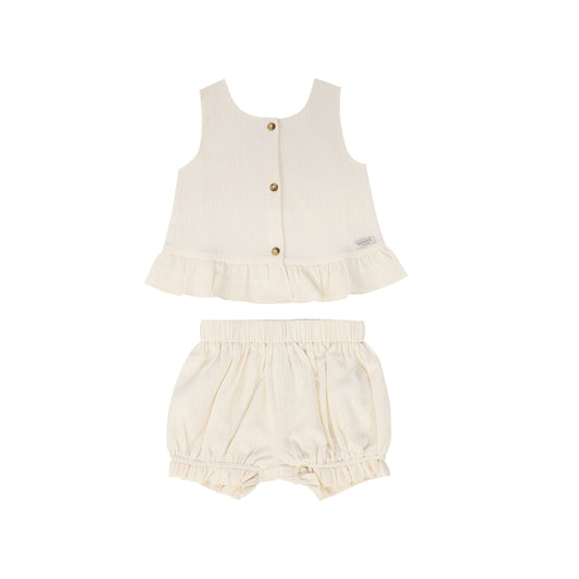 DONSJE CREAM CRINKLE RUFFLE SET