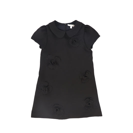 PATACHOU BLACK FLOWER APPLIQUE DRESS