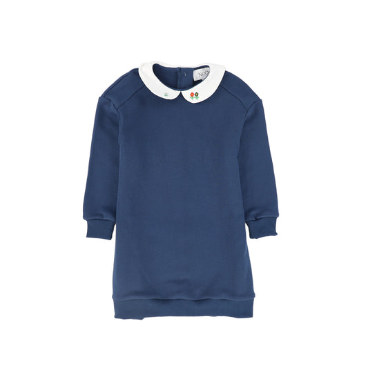 MINI NOD NAVY EMBROIDERED COLLAR DRESS