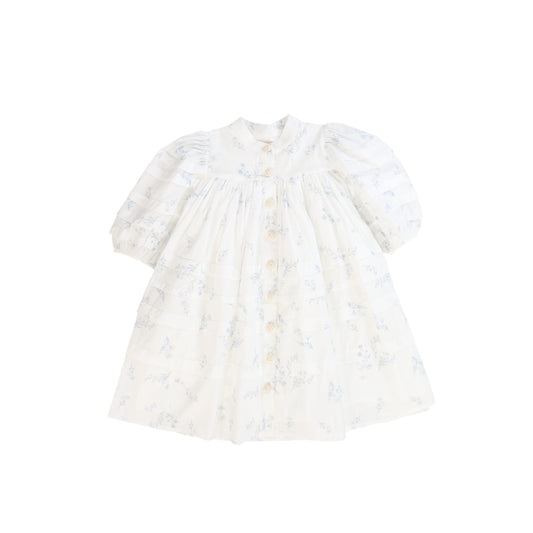 PETITE AMALIE WHITE/BLUE DITSY FLORAL DRESS