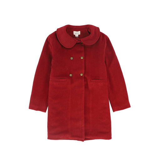 MINI NOD RED WOOL BUTTON COLLAR COAT