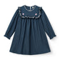 COPENHAGEN COLOR NAVY EMBROIDERED BIB DRESS