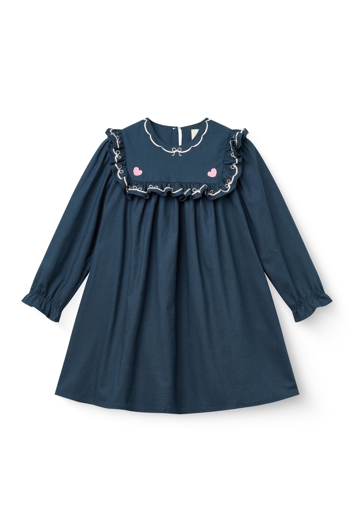 COPENHAGEN COLOR NAVY EMBROIDERED BIB DRESS