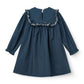 COPENHAGEN COLOR NAVY EMBROIDERED BIB DRESS