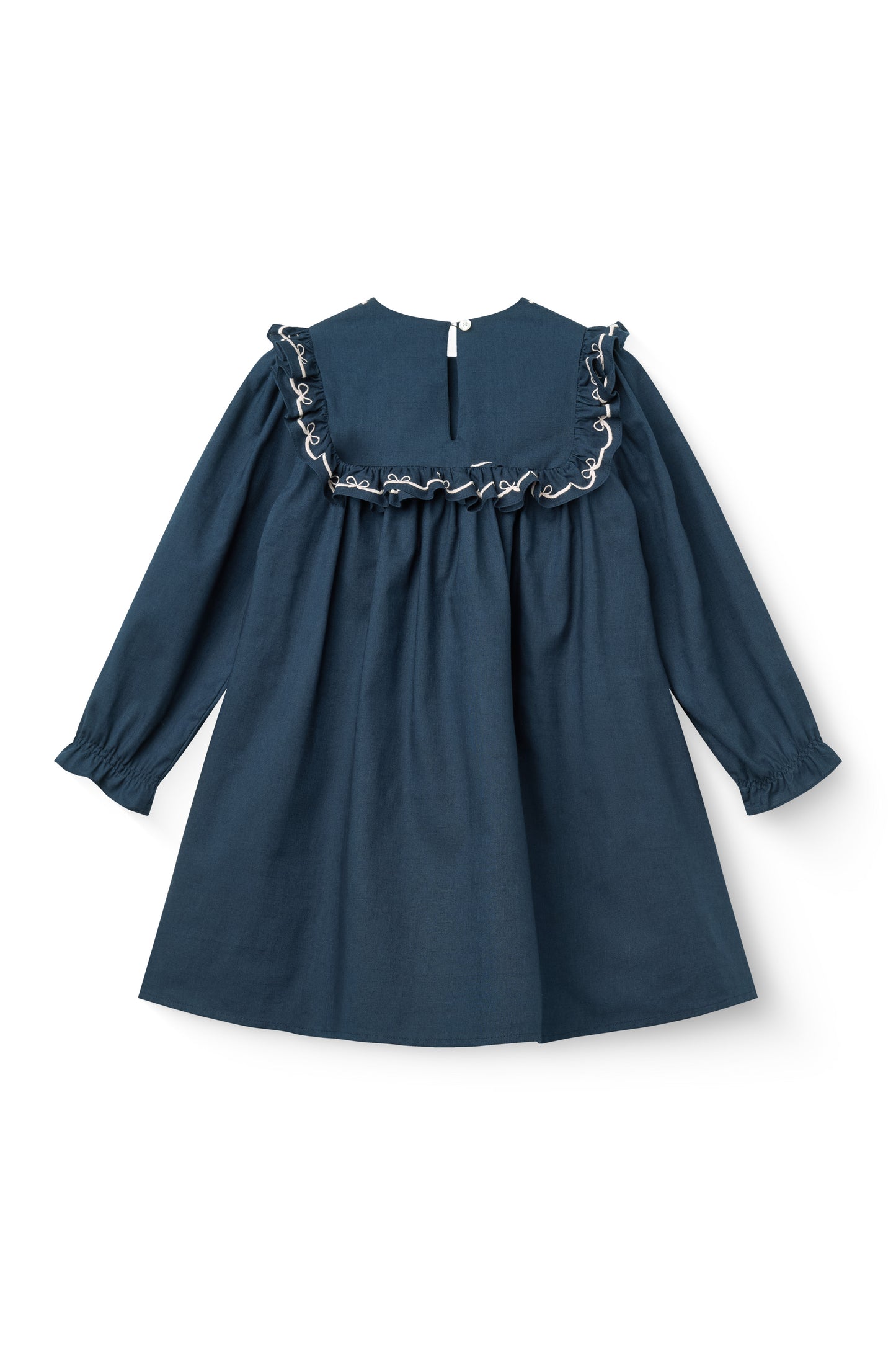 COPENHAGEN COLOR NAVY EMBROIDERED BIB DRESS