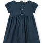COPENHAGEN COLOR NAVY EMBROIDERED SMOCKED PETER PAN COLLAR DRESS