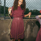 FROO STYLE BURGUNDY GATHERED WORDED SKIRT