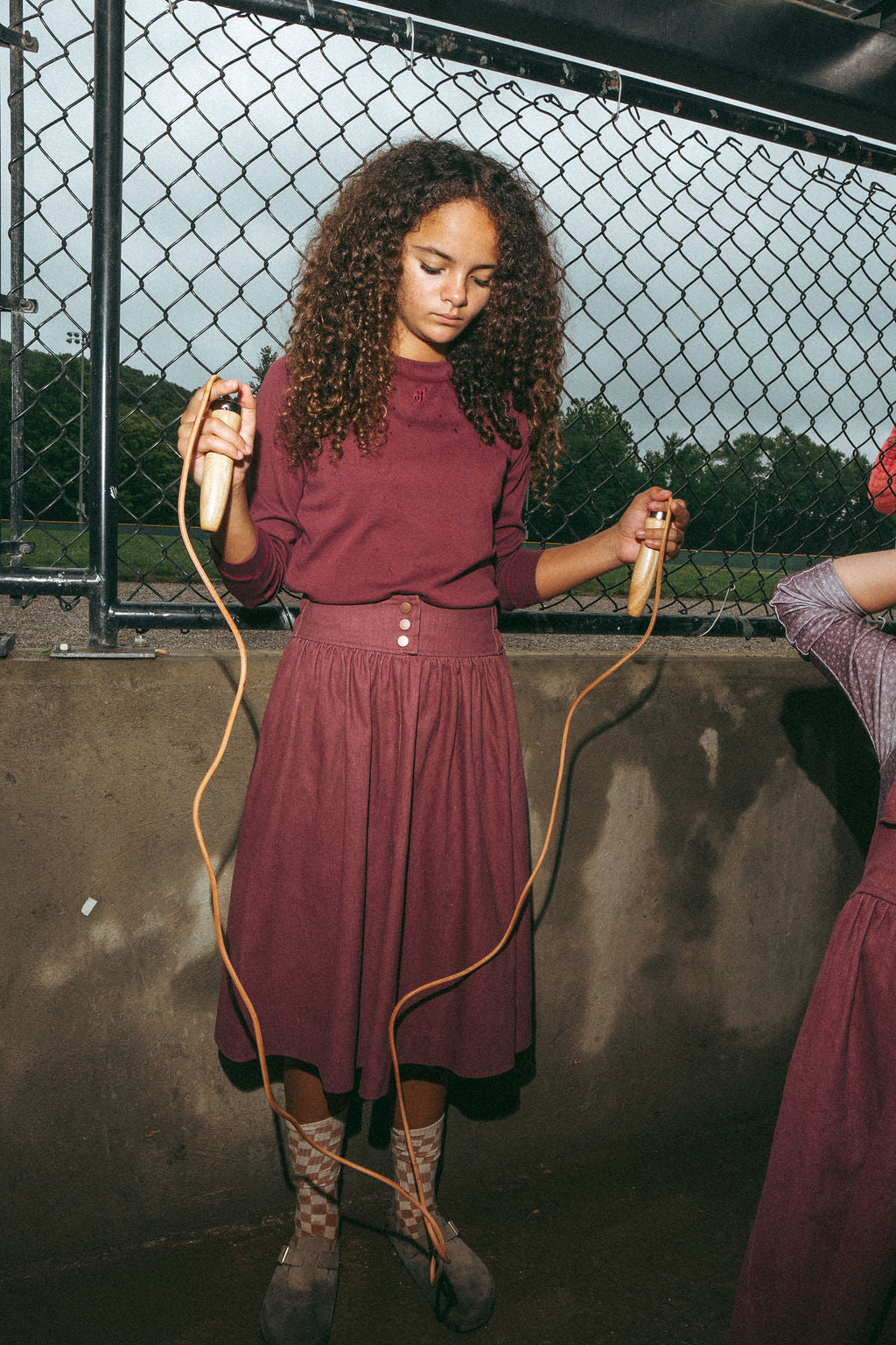 FROO STYLE BURGUNDY GATHERED WORDED SKIRT